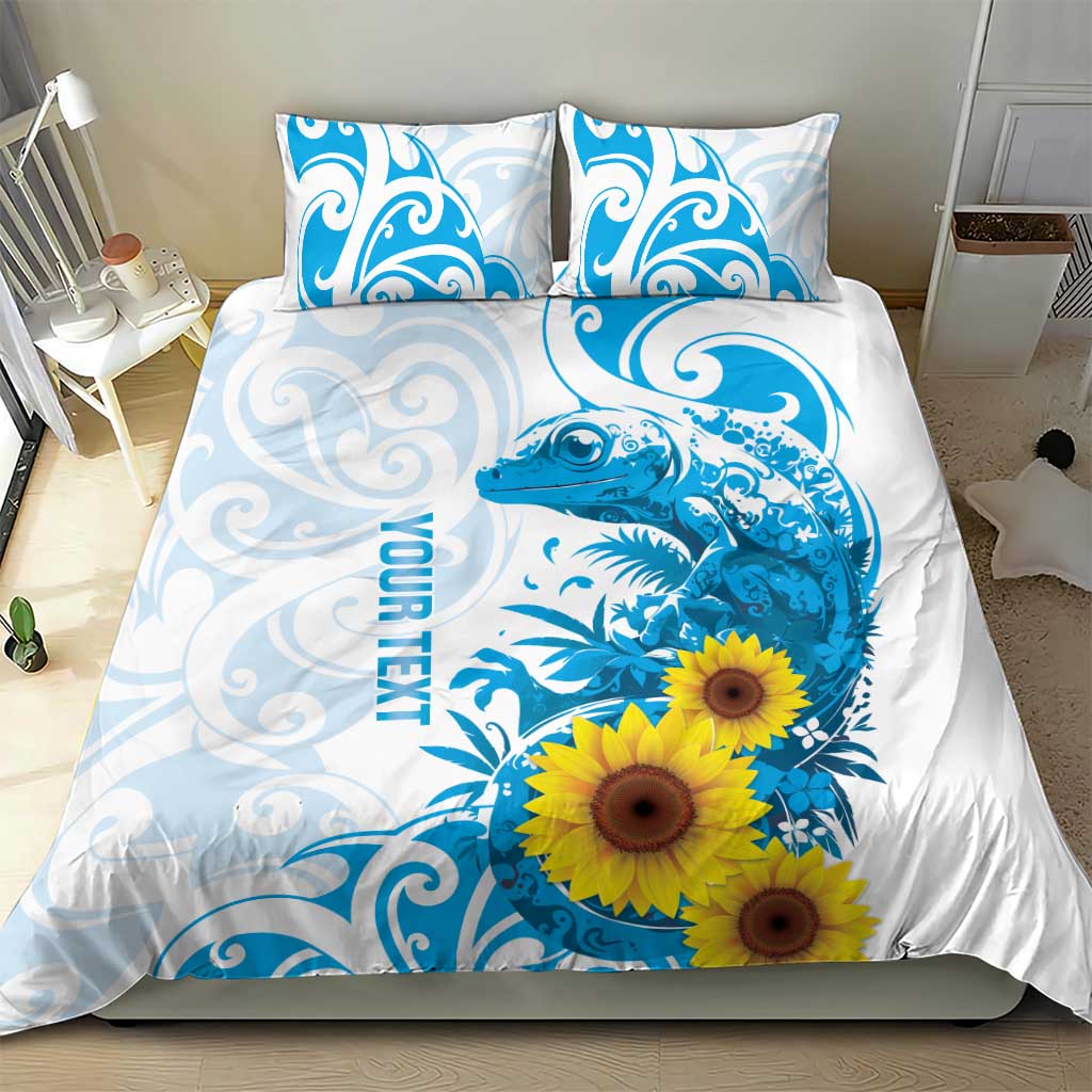 New Zealand Autism Awareness Month Bedding Set Takiwatanga Maori Lizard With Sunflower LT14 - Polynesian Pride