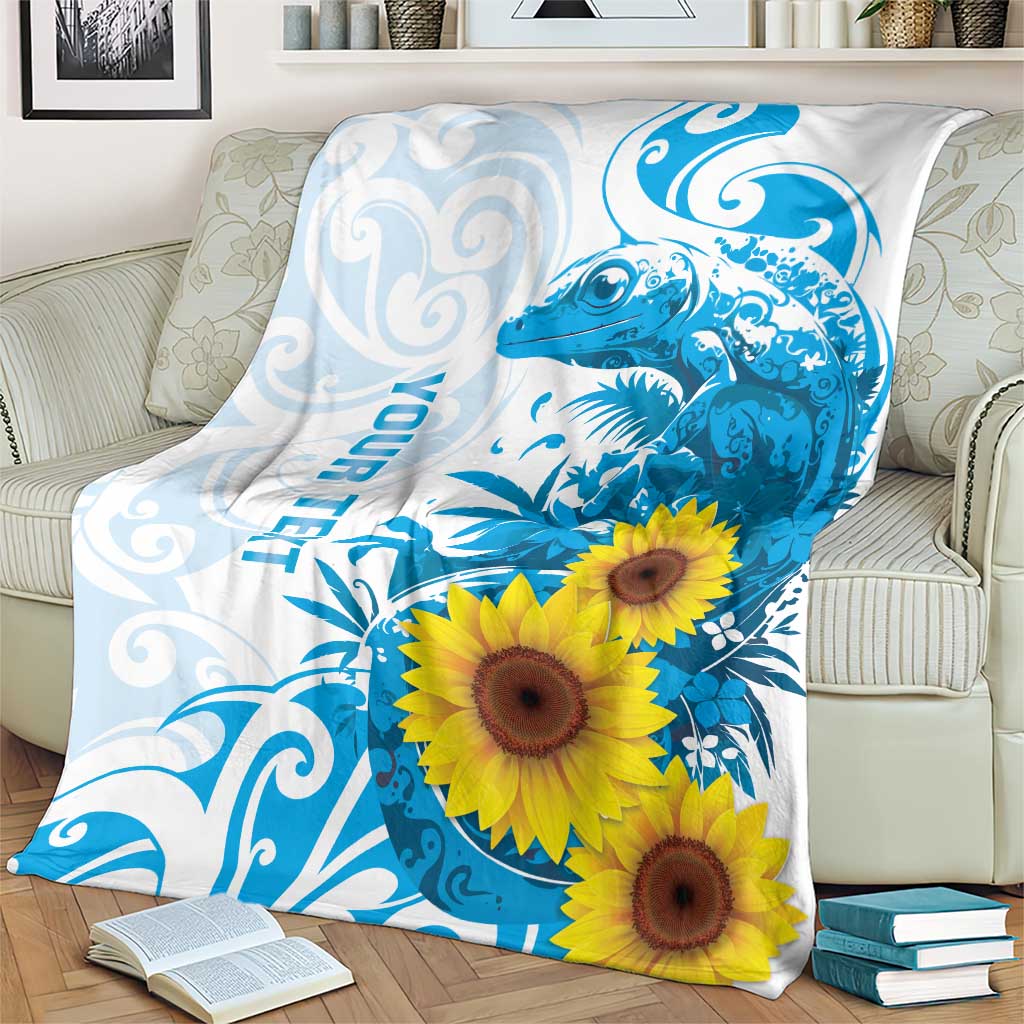 New Zealand Autism Awareness Month Blanket Takiwatanga Maori Lizard With Sunflower LT14 - Polynesian Pride
