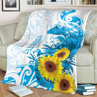 New Zealand Autism Awareness Month Blanket Takiwatanga Maori Lizard With Sunflower LT14 - Polynesian Pride