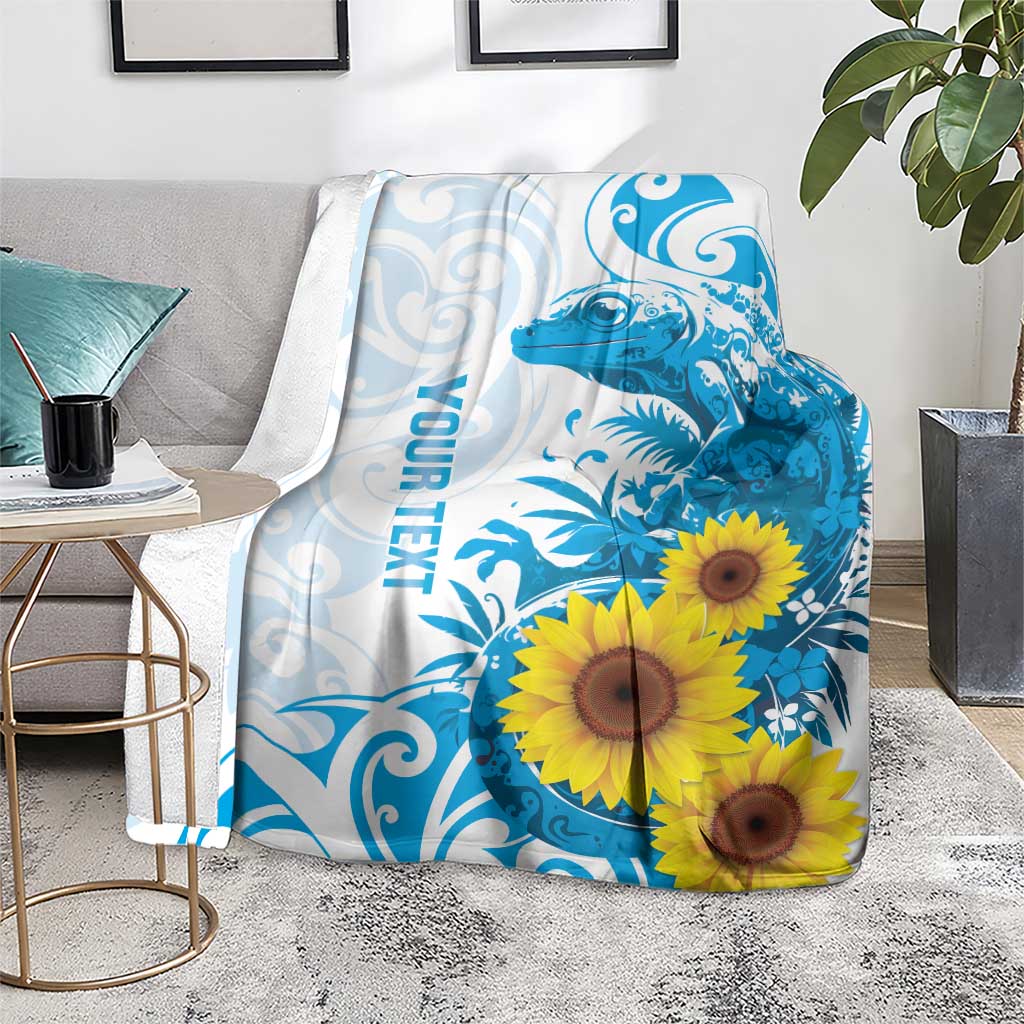 New Zealand Autism Awareness Month Blanket Takiwatanga Maori Lizard With Sunflower LT14 - Polynesian Pride