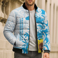 New Zealand Autism Awareness Month Bomber Puffer Jacket Takiwatanga Maori Lizard With Sunflower LT14 - Polynesian Pride