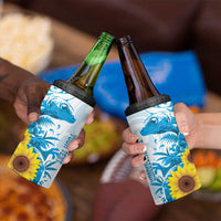 New Zealand Autism Awareness Month 4 in 1 Can Cooler Tumbler Takiwatanga Maori Lizard With Sunflower LT14 - Polynesian Pride