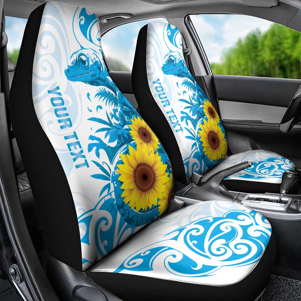 New Zealand Autism Awareness Month Car Seat Cover Takiwatanga Maori Lizard With Sunflower LT14 - Polynesian Pride