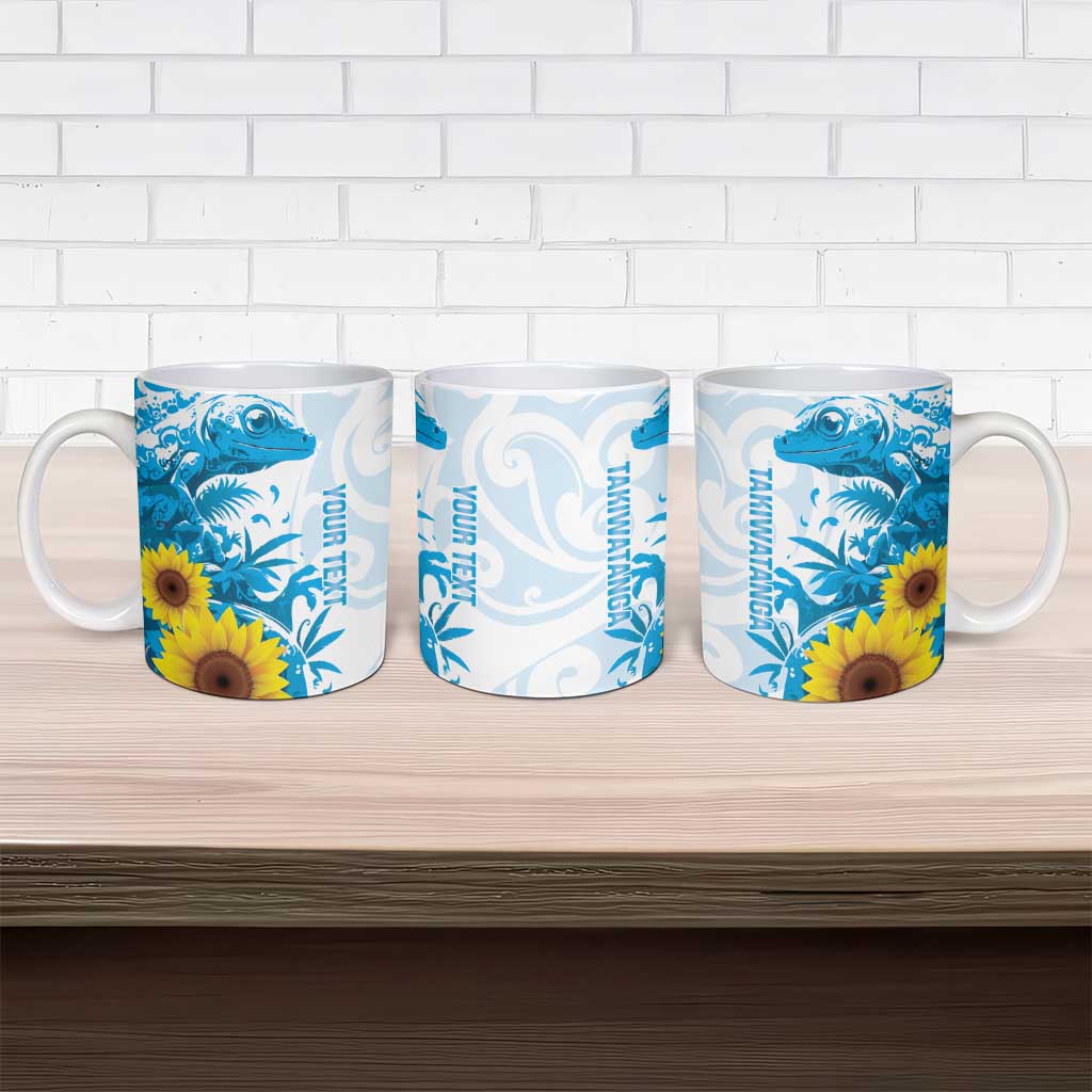 New Zealand Autism Awareness Month Ceramic Mug Takiwatanga Maori Lizard With Sunflower LT14 - Polynesian Pride