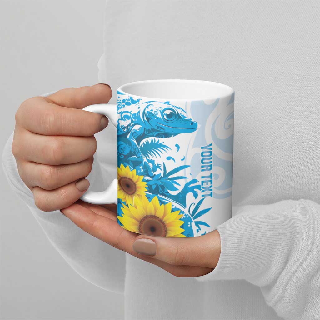 New Zealand Autism Awareness Month Ceramic Mug Takiwatanga Maori Lizard With Sunflower LT14 - Polynesian Pride