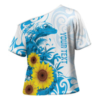 New Zealand Autism Awareness Month Cross Shoulder Shirt Takiwatanga Maori Lizard With Sunflower LT14 - Polynesian Pride