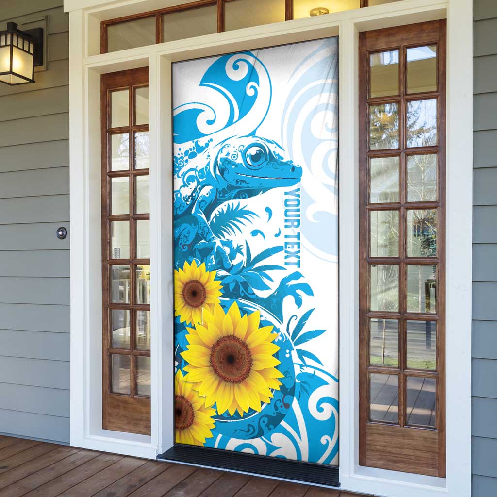 New Zealand Autism Awareness Month Door Cover Takiwatanga Maori Lizard With Sunflower LT14 - Polynesian Pride