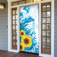 New Zealand Autism Awareness Month Door Cover Takiwatanga Maori Lizard With Sunflower LT14 - Polynesian Pride