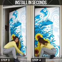 New Zealand Autism Awareness Month Door Cover Takiwatanga Maori Lizard With Sunflower LT14 - Polynesian Pride