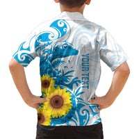 New Zealand Autism Awareness Month Family Matching Off Shoulder Maxi Dress and Hawaiian Shirt Takiwatanga Maori Lizard With Sunflower LT14 - Polynesian Pride