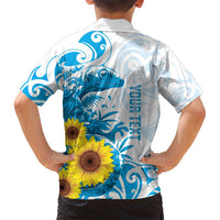 New Zealand Autism Awareness Month Family Matching Short Sleeve Bodycon Dress and Hawaiian Shirt Takiwatanga Maori Lizard With Sunflower