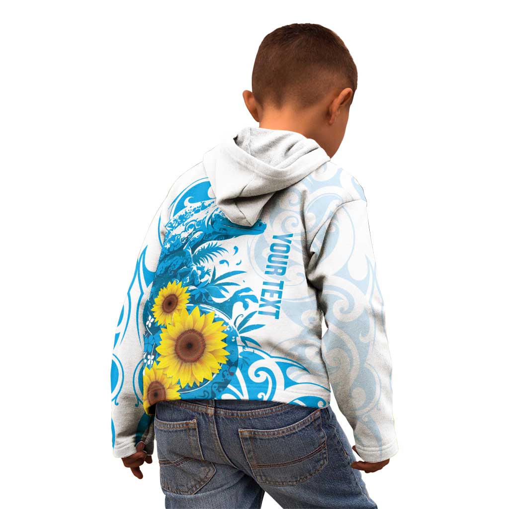 New Zealand Autism Awareness Month Kid Hoodie Takiwatanga Maori Lizard With Sunflower LT14 - Polynesian Pride
