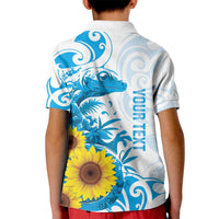 New Zealand Autism Awareness Month Kid Polo Shirt Takiwatanga Maori Lizard With Sunflower LT14 - Polynesian Pride