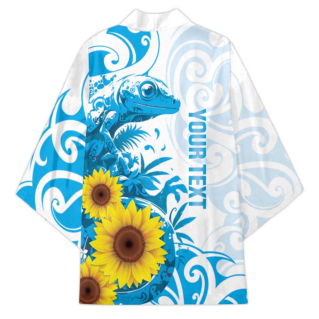 New Zealand Autism Awareness Month Kimono Takiwatanga Maori Lizard With Sunflower LT14 - Polynesian Pride