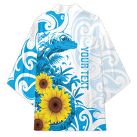 New Zealand Autism Awareness Month Kimono Takiwatanga Maori Lizard With Sunflower LT14 - Polynesian Pride