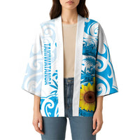 New Zealand Autism Awareness Month Kimono Takiwatanga Maori Lizard With Sunflower LT14 - Polynesian Pride