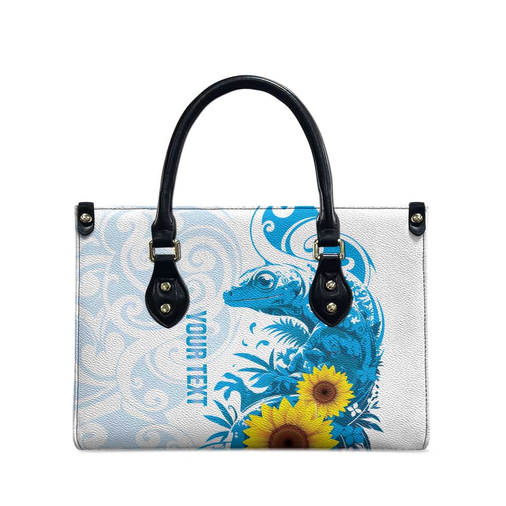 New Zealand Autism Awareness Month Leather Bag Takiwatanga Maori Lizard With Sunflower LT14 - Polynesian Pride