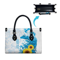New Zealand Autism Awareness Month Leather Bag Takiwatanga Maori Lizard With Sunflower LT14 - Polynesian Pride