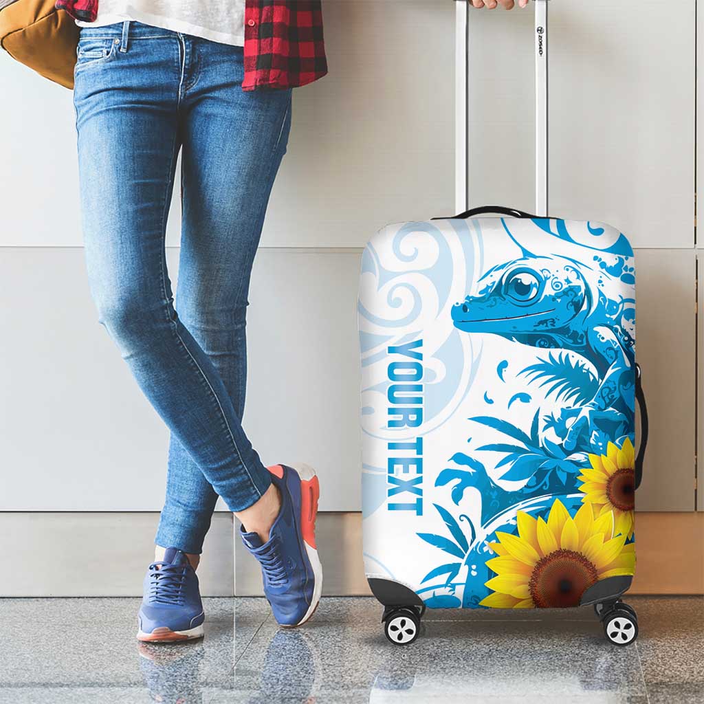 New Zealand Autism Awareness Month Luggage Cover Takiwatanga Maori Lizard With Sunflower LT14 - Polynesian Pride