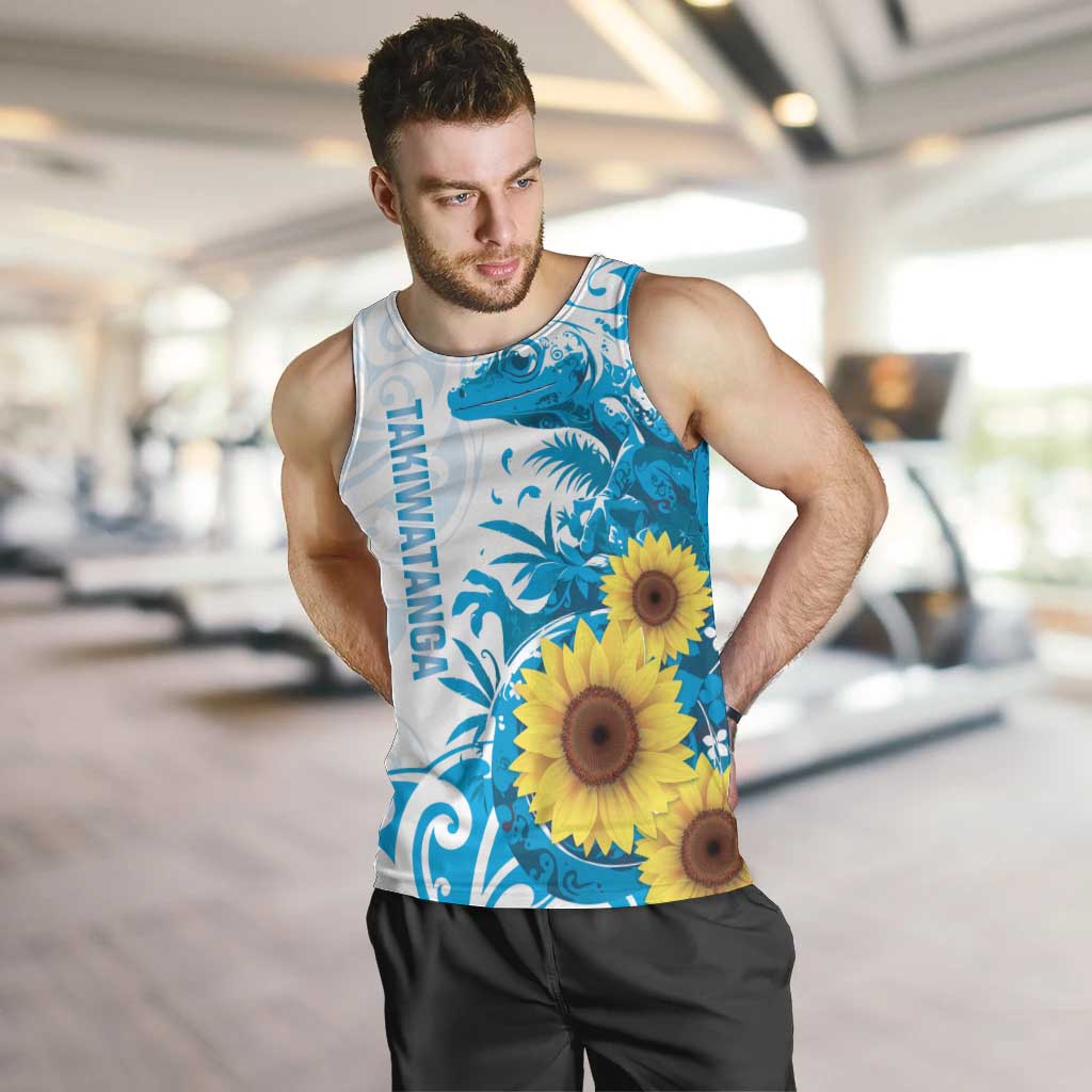 New Zealand Autism Awareness Month Men Tank Top Takiwatanga Maori Lizard With Sunflower