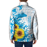 New Zealand Autism Awareness Month Padded Jacket Takiwatanga Maori Lizard With Sunflower LT14 - Polynesian Pride