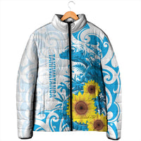 New Zealand Autism Awareness Month Padded Jacket Takiwatanga Maori Lizard With Sunflower LT14 - Polynesian Pride