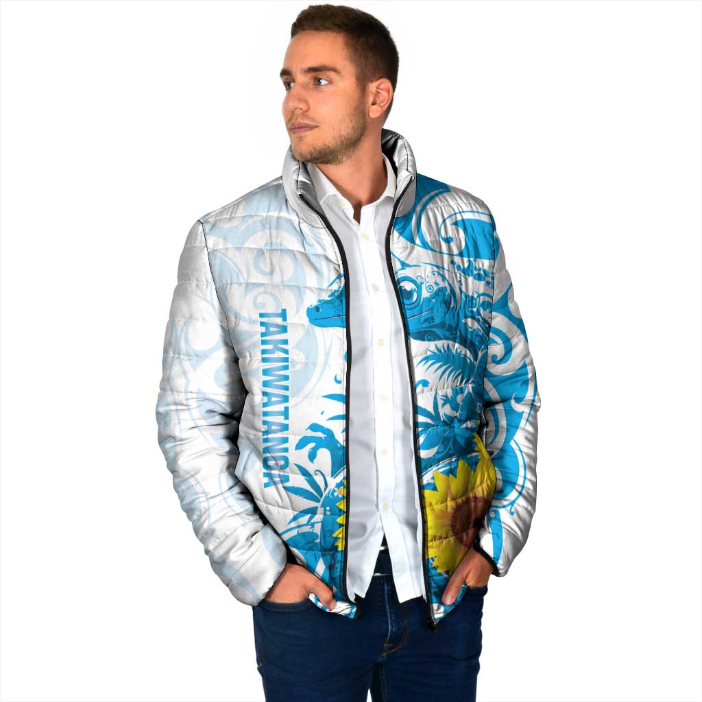 New Zealand Autism Awareness Month Padded Jacket Takiwatanga Maori Lizard With Sunflower LT14 - Polynesian Pride