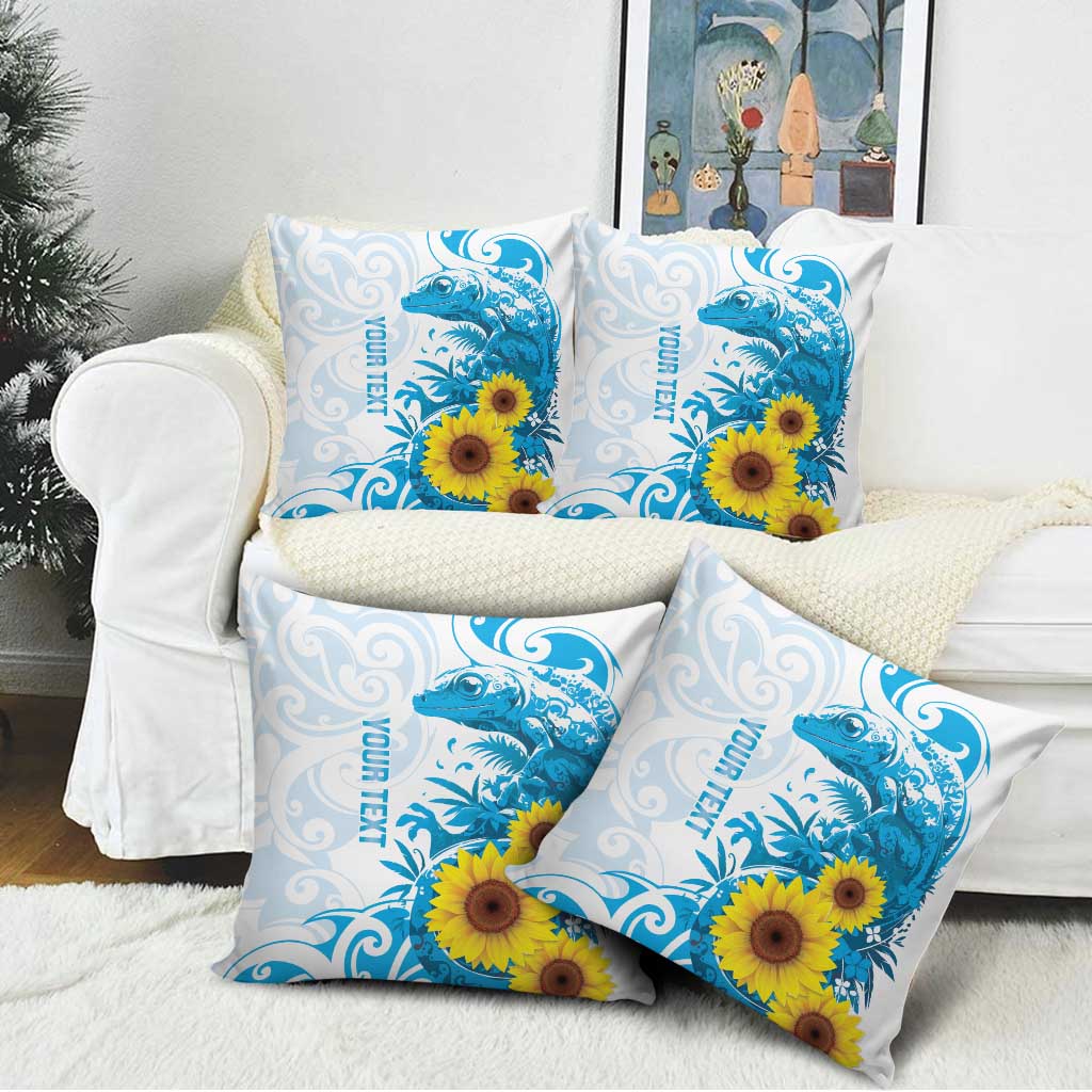 New Zealand Autism Awareness Month Pillow Cover Takiwatanga Maori Lizard With Sunflower LT14 - Polynesian Pride