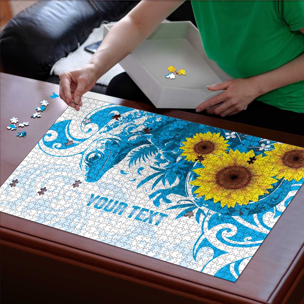 New Zealand Autism Awareness Month Puzzle Takiwatanga Maori Lizard With Sunflower LT14 - Polynesian Pride