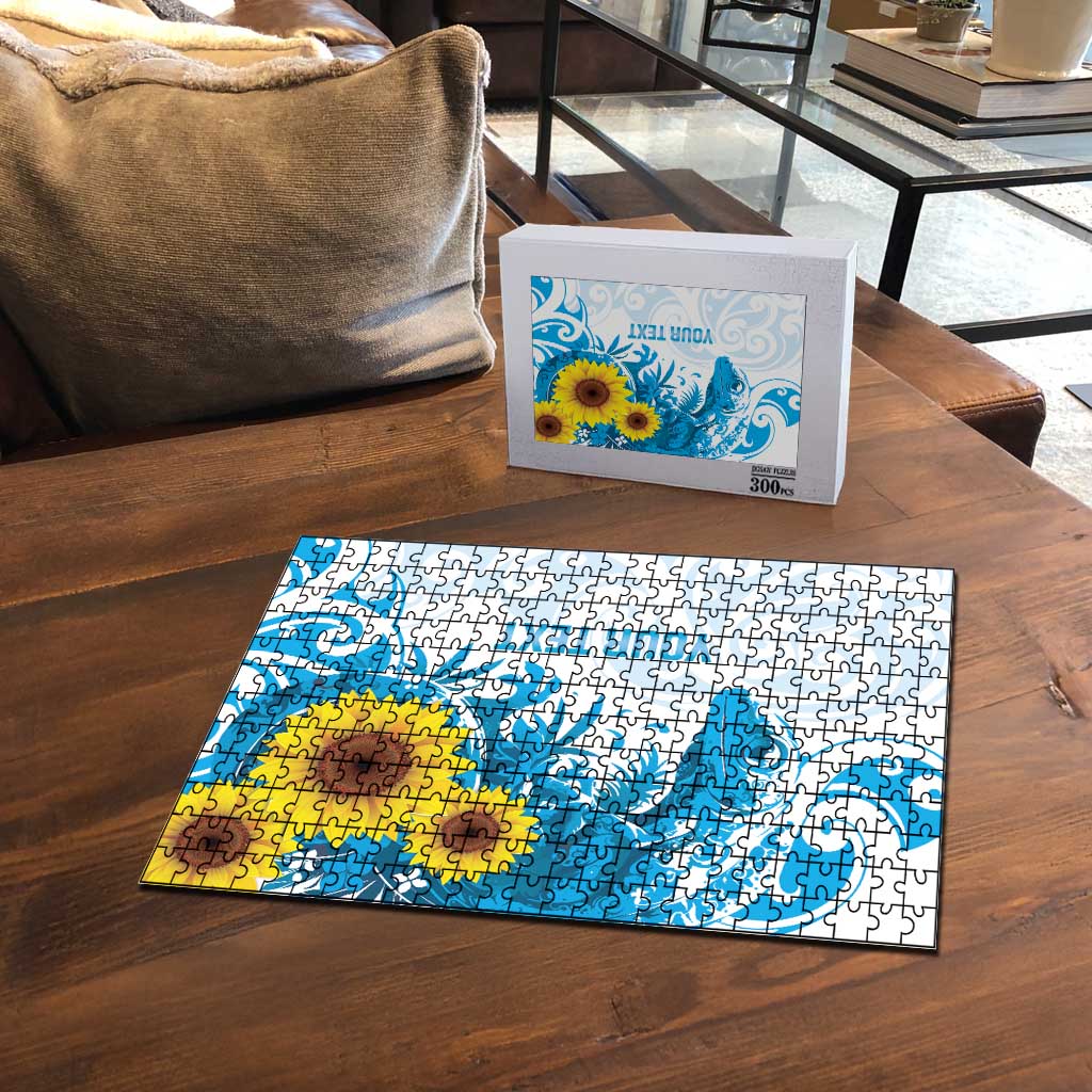 New Zealand Autism Awareness Month Puzzle Takiwatanga Maori Lizard With Sunflower LT14 - Polynesian Pride