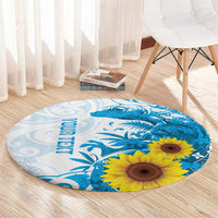 New Zealand Autism Awareness Month Round Carpet Takiwatanga Maori Lizard With Sunflower