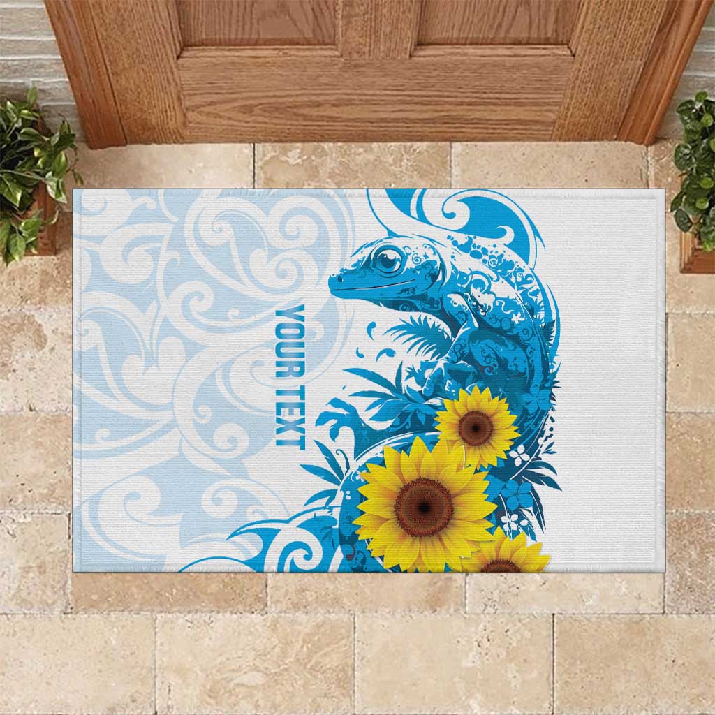 New Zealand Autism Awareness Month Rubber Doormat Takiwatanga Maori Lizard With Sunflower