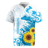 New Zealand Autism Awareness Month Rugby Jersey Takiwatanga Maori Lizard With Sunflower LT14 Blue - Polynesian Pride