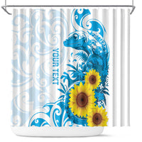 New Zealand Autism Awareness Month Shower Curtain Takiwatanga Maori Lizard With Sunflower