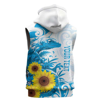 New Zealand Autism Awareness Month Sleeveless Zip Hoodie Takiwatanga Maori Lizard With Sunflower LT14 - Polynesian Pride
