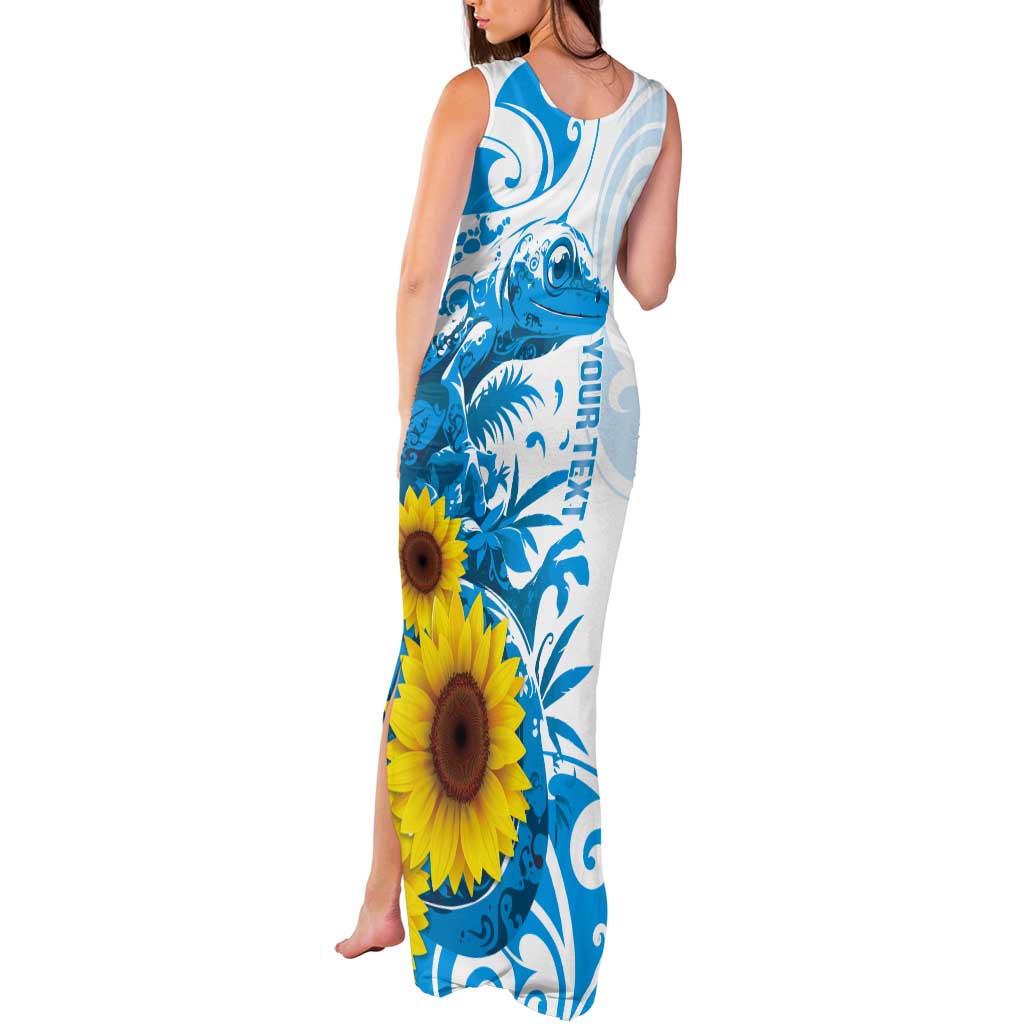 New Zealand Autism Awareness Month Tank Maxi Dress Takiwatanga Maori Lizard With Sunflower LT14 - Polynesian Pride