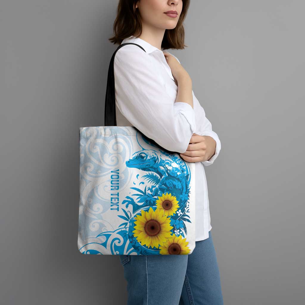 New Zealand Autism Awareness Month Tote Bag Takiwatanga Maori Lizard With Sunflower LT14 - Polynesian Pride