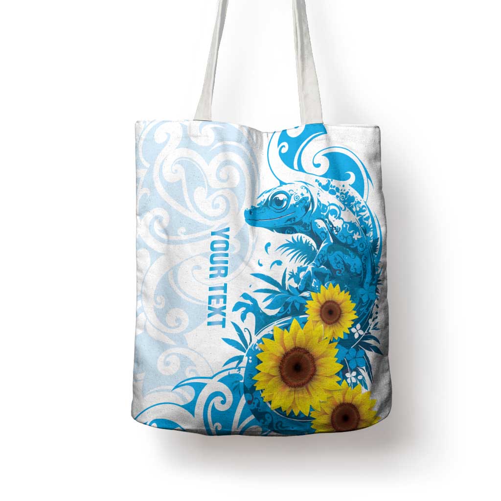 New Zealand Autism Awareness Month Tote Bag Takiwatanga Maori Lizard With Sunflower LT14 - Polynesian Pride
