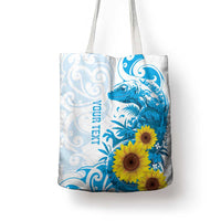 New Zealand Autism Awareness Month Tote Bag Takiwatanga Maori Lizard With Sunflower LT14 - Polynesian Pride