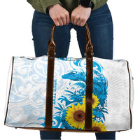 New Zealand Autism Awareness Month Travel Bag Takiwatanga Maori Lizard With Sunflower LT14 Blue - Polynesian Pride