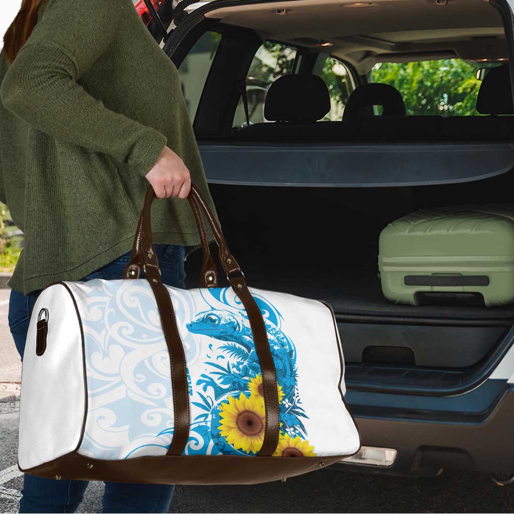 New Zealand Autism Awareness Month Travel Bag Takiwatanga Maori Lizard With Sunflower LT14 - Polynesian Pride