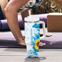 New Zealand Autism Awareness Month Tumbler With Handle Takiwatanga Maori Lizard With Sunflower LT14 - Polynesian Pride
