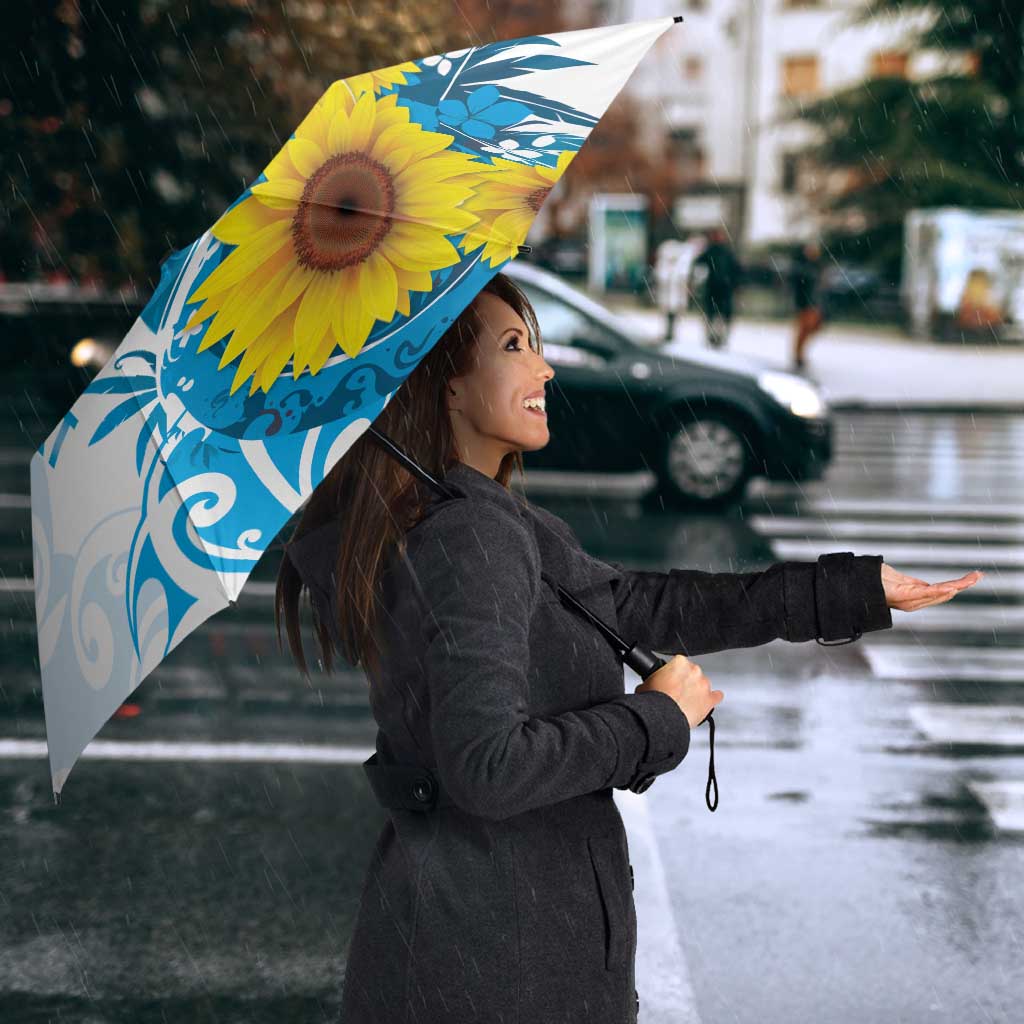 New Zealand Autism Awareness Month Umbrella Takiwatanga Maori Lizard With Sunflower LT14 - Polynesian Pride