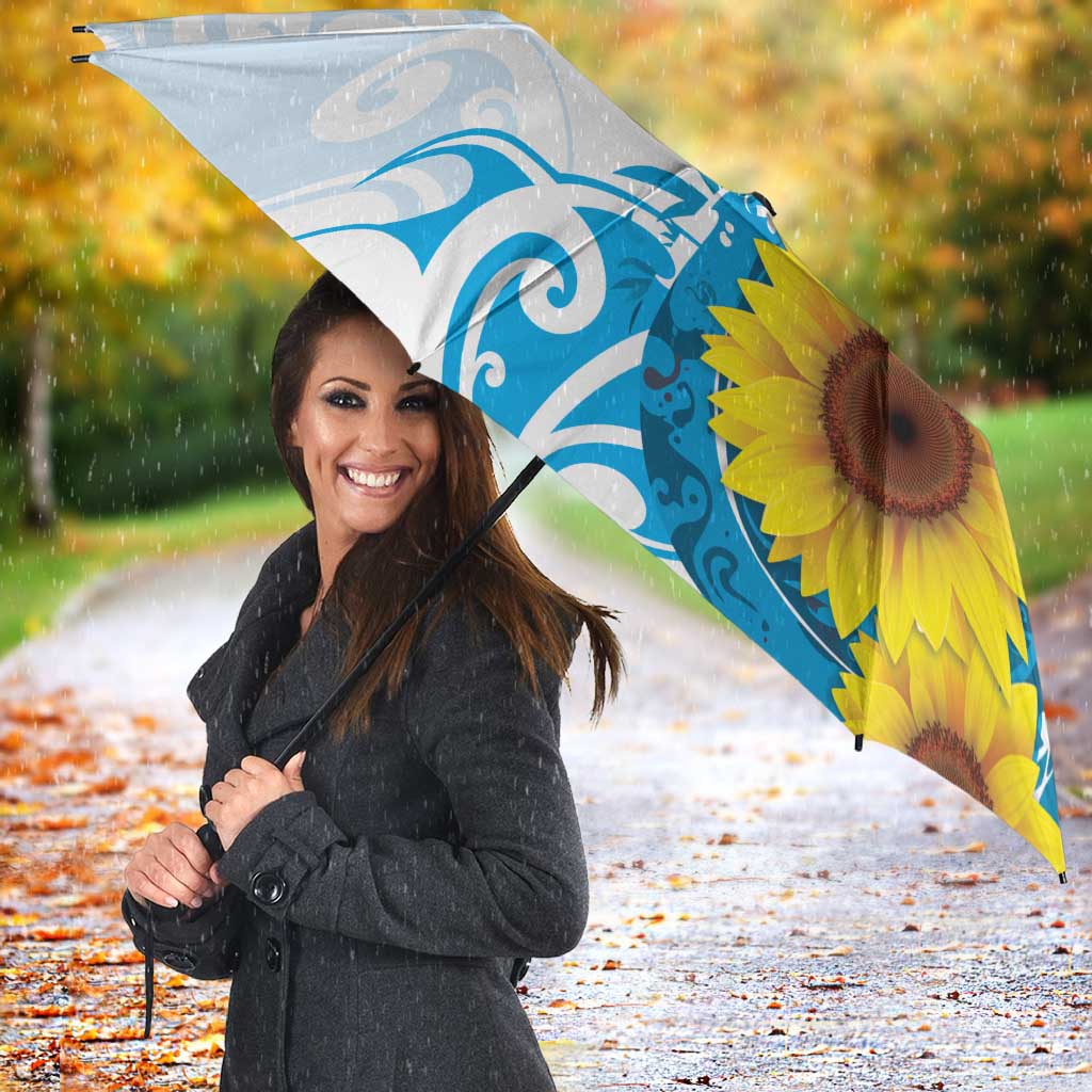 New Zealand Autism Awareness Month Umbrella Takiwatanga Maori Lizard With Sunflower LT14 - Polynesian Pride