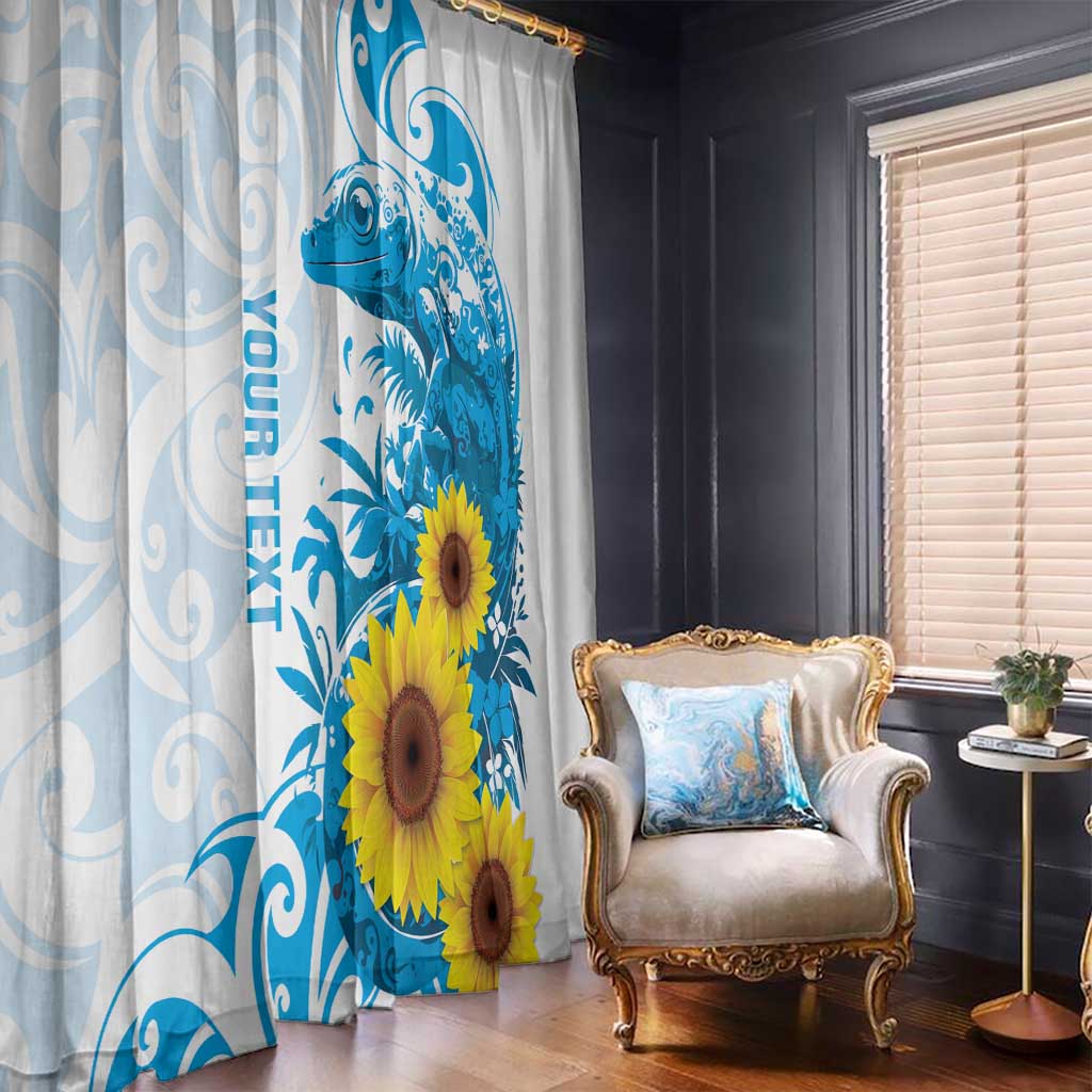 New Zealand Autism Awareness Month Window Curtain Takiwatanga Maori Lizard With Sunflower LT14 - Polynesian Pride