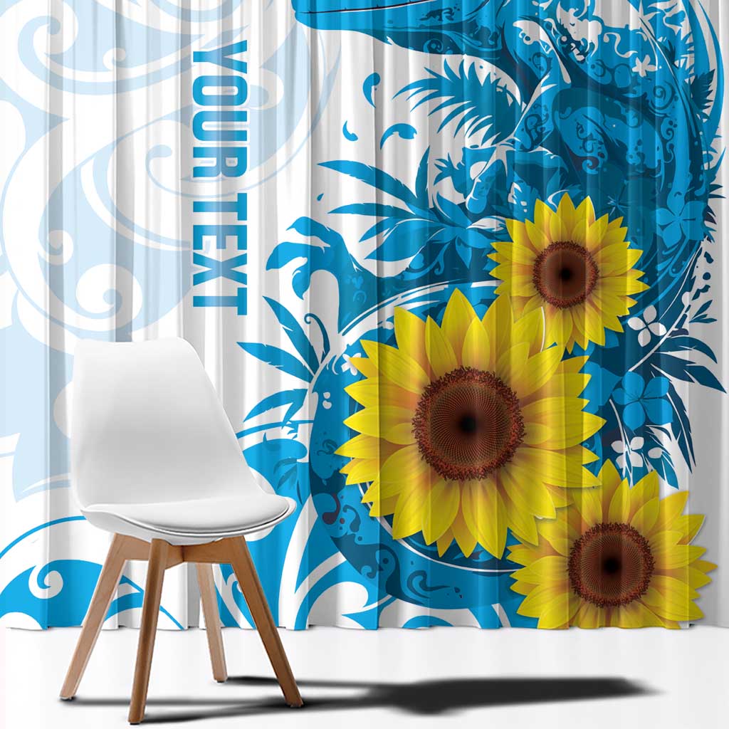 New Zealand Autism Awareness Month Window Curtain Takiwatanga Maori Lizard With Sunflower LT14 - Polynesian Pride