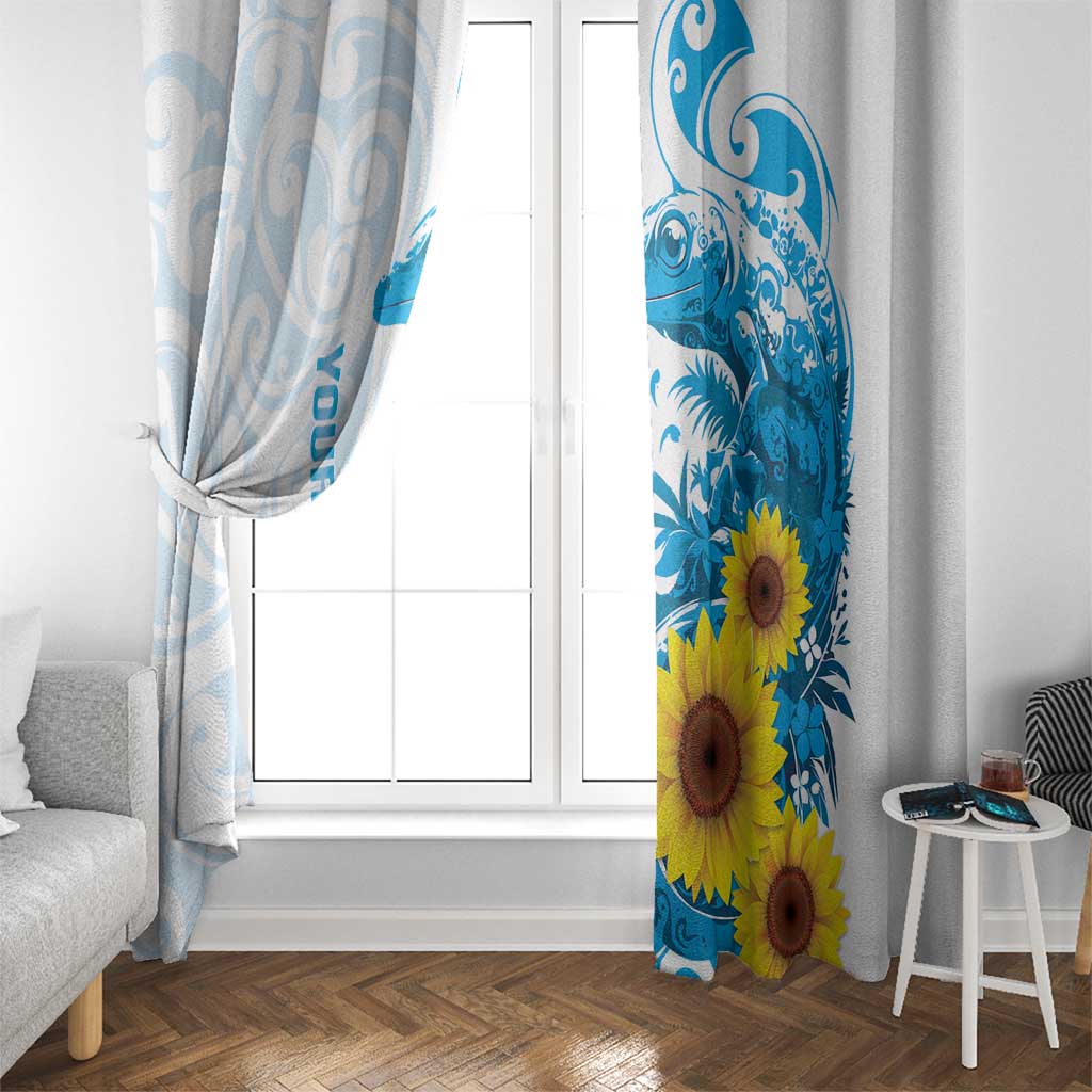 New Zealand Autism Awareness Month Window Curtain Takiwatanga Maori Lizard With Sunflower LT14 - Polynesian Pride