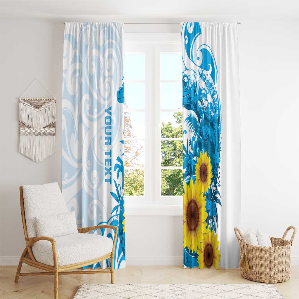New Zealand Autism Awareness Month Window Curtain Takiwatanga Maori Lizard With Sunflower LT14 - Polynesian Pride