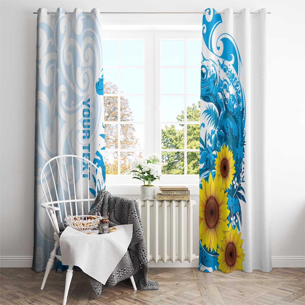 New Zealand Autism Awareness Month Window Curtain Takiwatanga Maori Lizard With Sunflower LT14 - Polynesian Pride