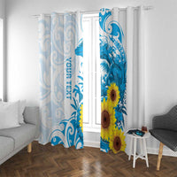 New Zealand Autism Awareness Month Window Curtain Takiwatanga Maori Lizard With Sunflower LT14 With Grommets Blue - Polynesian Pride
